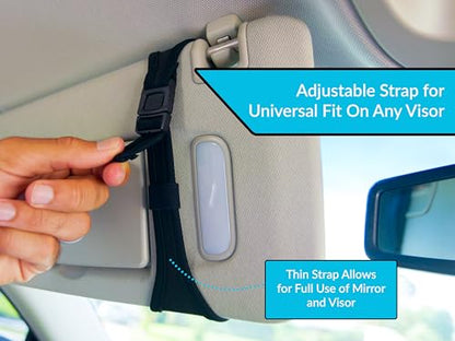 Sunglasses Holder for Car Visor – Dual Storage Holds 2 Pairs | One-Hand Operation, Scratch-Proof, Universal Fit | Glasses Organizer for Vehicle Visor (Black)
