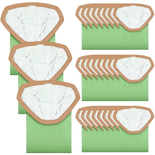 Therwen 60 Pcs Micro Filter Bags Compatible with Proteam Backpack Vacuum Cleaner Filter Bags Replacement, Open Triangular Collar (6qt,107314)