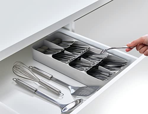 Joseph Joseph DrawerStore Compact Utensil Organizer For Kitchen Drawer Silverware, Flatware Tray, Grey