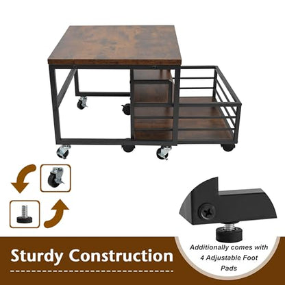 Mini Fridge Stand with Storage Moblie Fridge Table with Drawer Basket for Kitchen Dorm Used for Compact Beverage Refrigerators Upright Freezers