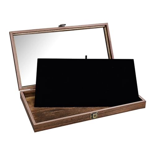 Wood Jewelry Display Case with Tempered Glass Top,... (1) Brown | Wood)