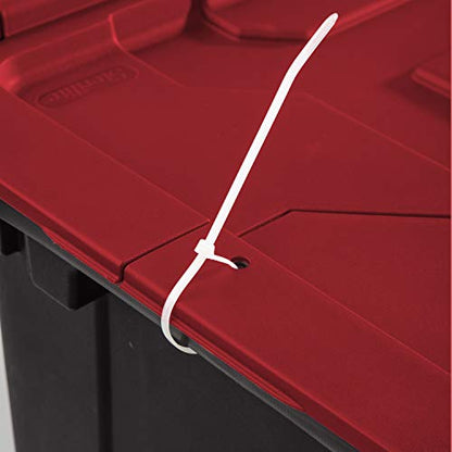 Sterilite 12 Gal Hinged Lid Industrial Tote, Stackable Storage Bin with Hinge Lid, Plastic Container to Organize Basement, Black with Red Lid, 6-Pack | Heavy-Duty and Stackable Utility Box Containers for Home, Office, and Basement Organization, Black/Red