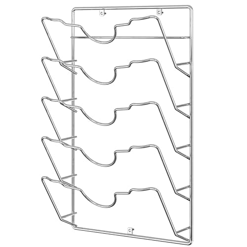 Simple Houseware Wall Door Mounted Pot Lid Rack Organizer, Chrome Finish | 9.5" W x 4.5" D x 17.2" H Shelf