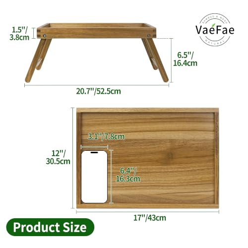 VaeFae Acacia Bed Table Tray, Wooden Breakfast Tray with Folding Legs, Bed Tray for Eating and Laptop, Eating Trays for Bedroom | Bed Trays for Eating and Laptop, Eating Trays for Bedroom, Sofa