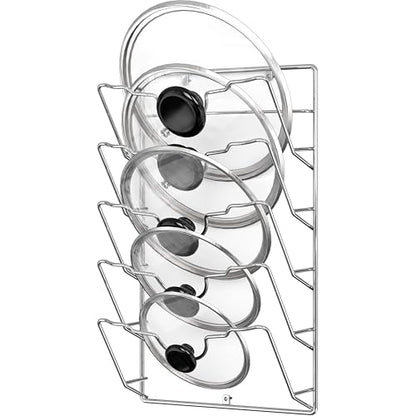 Simple Houseware Wall Door Mounted Pot Lid Rack Organizer, Chrome Finish | 9.5" W x 4.5" D x 17.2" H Shelf