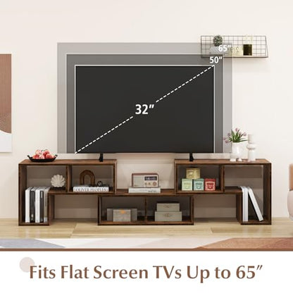 Giantex Free-Combination TV Stand for Bedroom - Entertainment Center for 50 55 60 65 Inch TV, 3-Piece Media Console Table with Storage Cubes, Deformable Open Storage Bookcase Shelf (Brown)