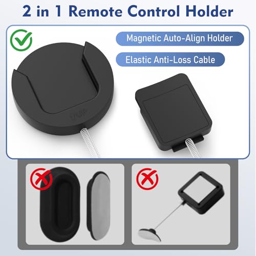 8.5Ft 4 Pcs Magnetic Remote Control Holder, Stretchy Remote Control Tether Wall Mount with Leash and Strong Double N52 Magnets for TV/AC/Light/Fan, Home & RV Organizer Supply