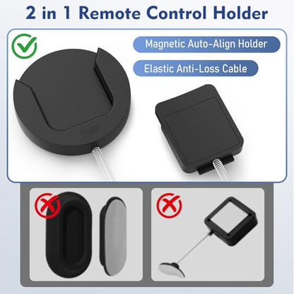 8.5Ft 4 Pcs Magnetic Remote Control Holder, Stretchy Remote Control Tether Wall Mount with Leash and Strong Double N52 Magnets for TV/AC/Light/Fan, Home & RV Organizer Supply