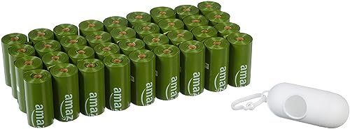 Amazon Basics Premium Leak Proof Dog Poop Bags with Dispenser and Leash Clip, Unscented, 13" x 9", 540 Count (36 Rolls of 15)
