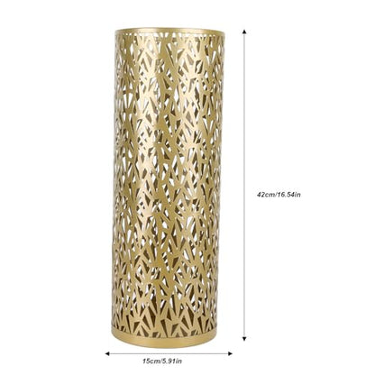 vifloae Umbrella Stand Rack for Entryway Metal Hollowed Freestanding Round Umbrella Holder Organizer Bin Umbrella Basket for Home Hotel Office Decor Gold S