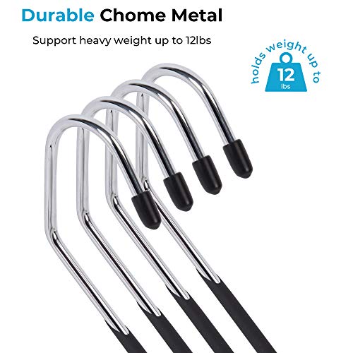 JS Hanger Non Slip Pants Hangers 30 Pack Open Ended Easy Slid Slacks Hangers, Durable Anti-Rust Space Saving Metal Jeans Hangers, Chrome and Black Friction