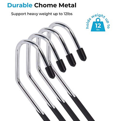 JS Hanger Non Slip Pants Hangers 30 Pack Open Ended Easy Slid Slacks Hangers, Durable Anti-Rust Space Saving Metal Jeans Hangers, Chrome and Black Friction