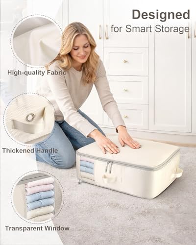 Comforter Storage Bag 2-Pack Self Compression Organizer,22 Gallons | 2-Layer Closet Organizers and Storage, Under Bed Space Saver, Blanket for Bedding, Pillow, Sheet, Clothes, Nursery Use