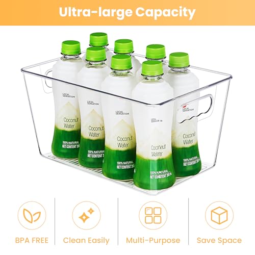 YIHONG 8 Pack Clear Storage Bins, Pantry Organizer Bins with Handle, Large | Plastic Bins, Pantry Storage Containers for Kitchen, Freezer, Cabinet, Closet, Bathroom, Under Sink Organizers and Storage