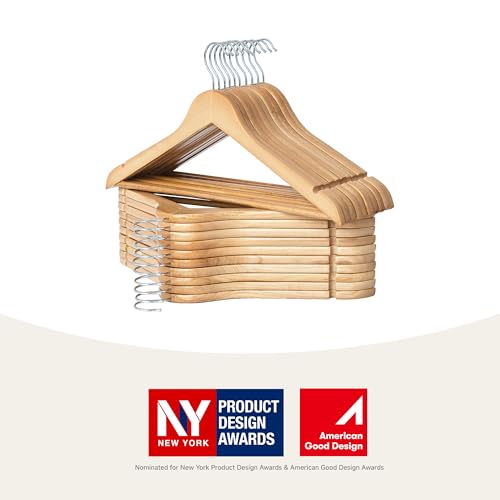 StorageWorks Wooden Coat Hangers, 20 Pack Wood Clothes Hanger for Closet