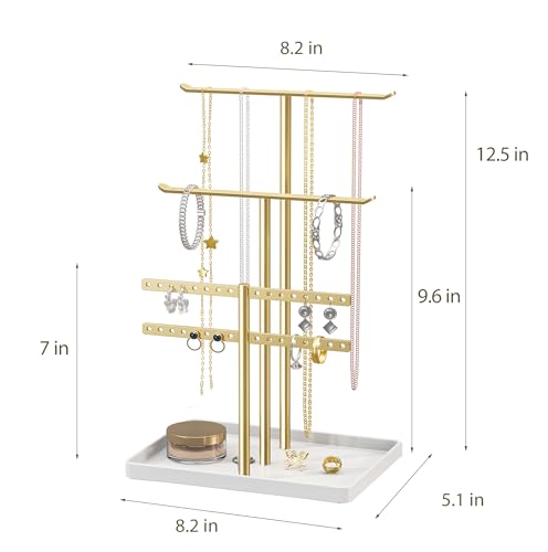 pickpiff Gold Jewelry Organizer: 12.5" Sturdy Stand for 80 Pcs Jewelry