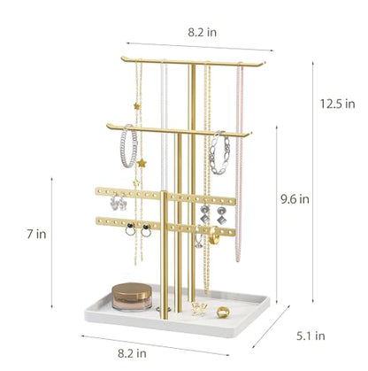 pickpiff Gold Jewelry Organizer: 12.5" Sturdy Stand for 80 Pcs Jewelry