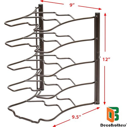 Deco Brothers Pan Organizer Rack for Kitchen Cabinet and Counter, Bronze