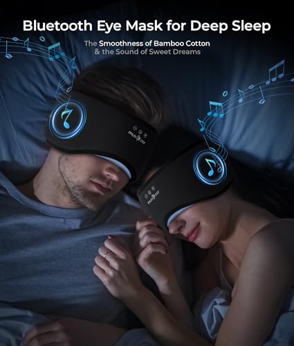 MUSICOZY Sleep Mask with Bluetooth Headphones Eyemask for Side Slippers | Bamboo Cotton Sleeping Headphone,Wireless Earphones with HD Stereo Speakers Blackout Eye Masks Earbuds for Men and Women