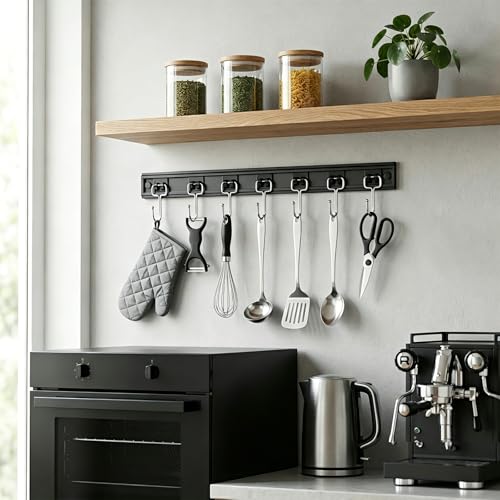 Cociat 2PCS Utensil Racks with 8 Hooks 17 Inch Kitchen Utensil Holders Hanging Utensil Rack Multifunctional (17 inch)