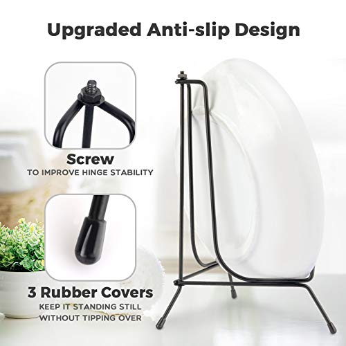 Mocoosy 4 Pack 8 Inch Improved Anti-Slip Plate Stands for Display | Plate Holder Display, Picture Frame Holder Stand, Black Iron Easel Stands for Photo, Decorative Plate, Tablets and Table Art
