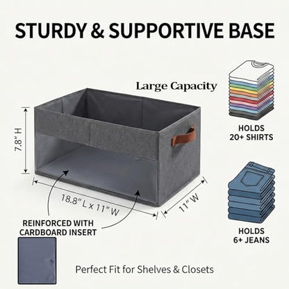 4 Pack Large Capacity Closet Storage bins, Foldable Storage Bins for Shelves, Large Fabric Closet Organizers with Handles for Clothing, Toys, Books, Shelves