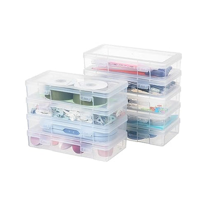 novelinks Clear Pencil Box and Small Plastic Storage Containers with Lids | 9 Pack, Medium Clear, Plastic Pencil Boxes, Board Game Storage Containers, Task Boxes for Special Education, Mini Organizer