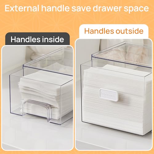 Vtopmart 2 Pack Dryer Sheet Holder and Laundry Pods Container,Clear Stackable Storage Drawers for Washing Powder, Scent Booster Beads, Color Catchers & Wool Balls, Ideal for Laundry Room Organization