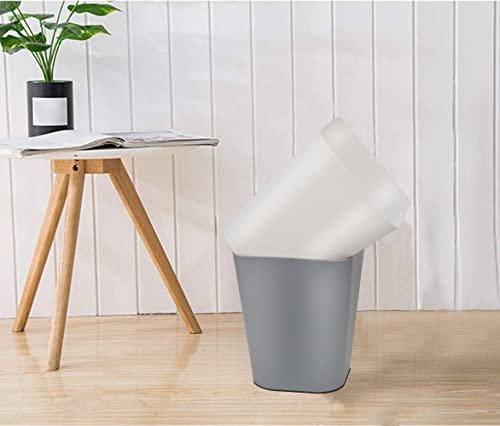 1.6 Gallon Small Trash Can Wastebasket for Kitchen Office Bathroom,Pack of 2(White+Gray)