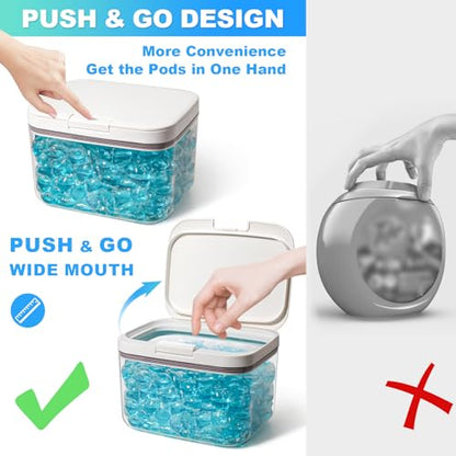 Laundry Pods Container, 1 Pack 2.96 qt. / 95 fl oz Powder Holder Dispenser for Laundry Room Organization Decor, Plastic Pod Beads Detergent Containers for Storage