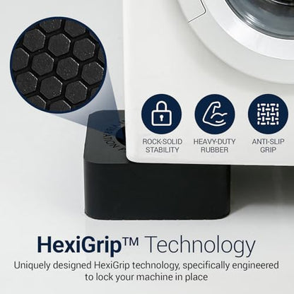 Anti Vibration Pads for Washing Machine and Dryer (Set of 4) - Washer Anti Vibration Pads with HexiGrip™ - Washing Machine Accessories & Leveling Pads - Vibration Dampening Mat