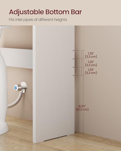 VASAGLE Over the Toilet Storage Cabinet, Adjustable Shelves, Space-Saving | Bathroom storage cabinet with doors, Modern, Cloud White, 7.9 x 24.6 x 66.9 Inches, UBTS008WH01S