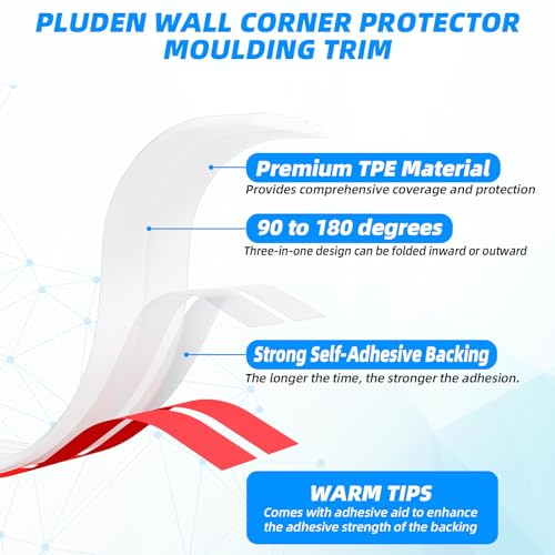 20FT Flexible Wall Corner Protector Moulding Trim, Peel and Stick Inside & Outside Wall Corner Guards Edge Protector,Self Adhesive Molding Trim Strip for Edge Ceiling