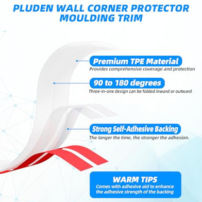 20FT Flexible Wall Corner Protector Moulding Trim, Peel and Stick Inside & Outside Wall Corner Guards Edge Protector,Self Adhesive Molding Trim Strip for Edge Ceiling