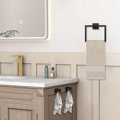JOPOFI 5 Piece Towel Bar Set - 15.7Inch Bathroom Towel Holder - Matte Black | Stainless Steel Towel Racks for Bathroom Wall Mounted, Towel Rod for Bathroom Wall