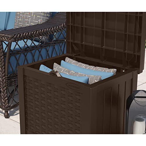 Suncast 22 Gal, Small Outdoor Storage Deck Box, Java Resin, Flat Lid