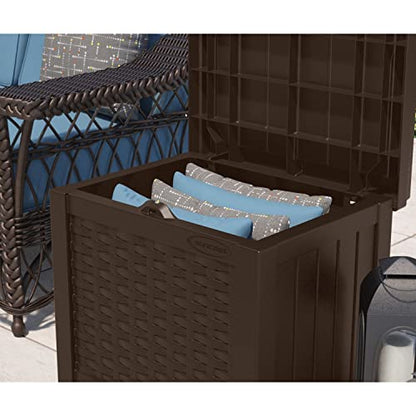 Suncast 22 Gal, Small Outdoor Storage Deck Box, Java Resin, Flat Lid