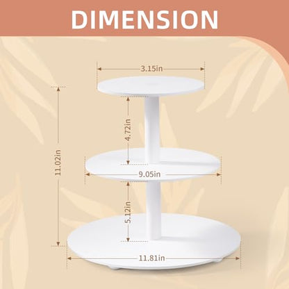 Weselljars 3-Tier Wooden Cupcake Stand:14in White Round Tiered Cake Stand,Dessert Display Stand for 33 Cupcakes,Easy to Assemble and with Instruction,Cupcake Tower for Wedding/Party/Birthday/Decor