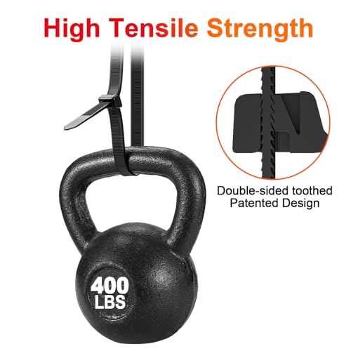 Long Zip Ties Heavy Duty 24 inch，400 LBS Tensile Strength With Double Sided Toothed Super Durable Cable Ties ，Extra Large Wire Ties Adjustable Nylon Tie Wraps for Indoor Outdoor （100 Pack Black）