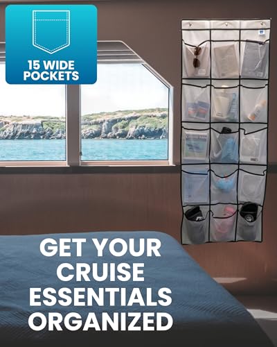 Magnetic Cruise Organizer | 15 Large Durable Pockets, Shoe Over The Door Organizer For Cruise, 3-Strong Anti-Scratch Magnets, Cruise Essentials 2026