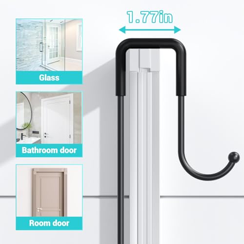 Over the Door Shower Caddy Hanging: Rustproof Shower Door Organizer | Shower Door Rack for Inside Shower, No Drilling Shower Storage Shelf with Hooks, Soap & Toothbrush Holder