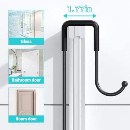 Over the Door Shower Caddy Hanging: Rustproof Shower Door Organizer | Shower Door Rack for Inside Shower, No Drilling Shower Storage Shelf with Hooks, Soap & Toothbrush Holder