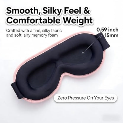 3D Blackout Cooling Gel Eye Mask: 6oz Weighted Cold Compress, Deep Relaxation & Meditation Mask for Women, Nurse Night Shift Recovery, Headache & Stress Cooling Comfort, Gift Ready, Pink