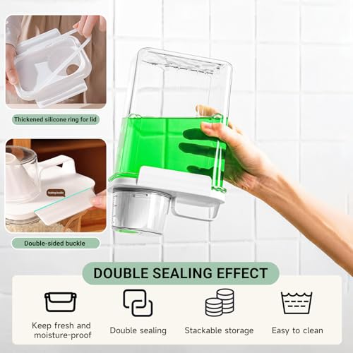 Cereal Storage Containers Sets,BPA Free with Pouring Spout Handle Airtight Food Storage Dispenser with lids For Rice Flour Pasta Grain, Pet Food Storage Container (37.2 oz + 77.7 oz (2 of Each))