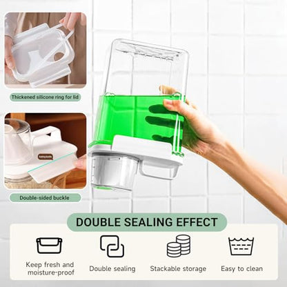 Cereal Storage Containers Sets,BPA Free with Pouring Spout Handle Airtight Food Storage Dispenser with lids For Rice Flour Pasta Grain, Pet Food Storage Container (37.2 oz + 77.7 oz (2 of Each))