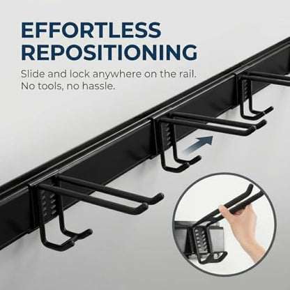 Aking Ace Garage Tool Organizer Wall Mount, 48-Inch Heavy Duty Garden Tool Rack for Shed, Holds 350lbs, Adjustable Storage Hanger for Shovel, Rake, and Power Tools