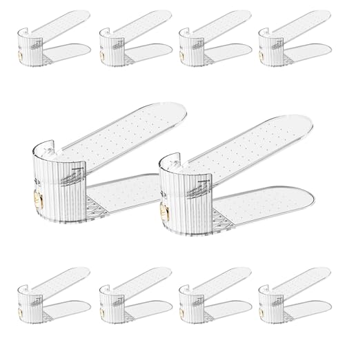 Adjustable Shoe Slot Organizer for Closet Space Sa... (Clear | Plastic)