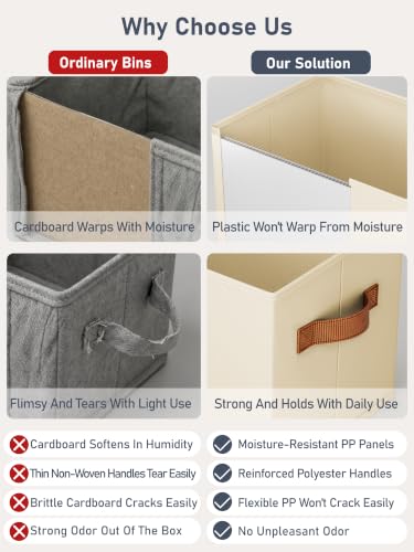 6 Pack Large Closet Storage Baskets Bins for Shelves, Collapsible Fabric Closet Organizers and Storage with Polyester Handles, Decorative Baskets for Organizing Clothes, Towels, Linen Closet 14"x10"