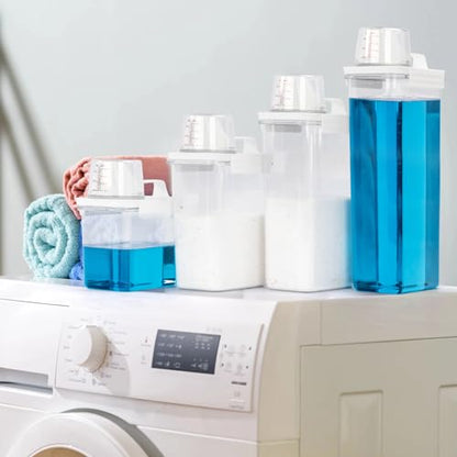 Provoue Laundry Detergent Dispenser-2 Pack, 37 oz Detergent Dispenser with 4 Removable Labels, Laundry Soap Dispenser for Laundry Room Organization and Storage, BPA Free & PET Plastic Clear