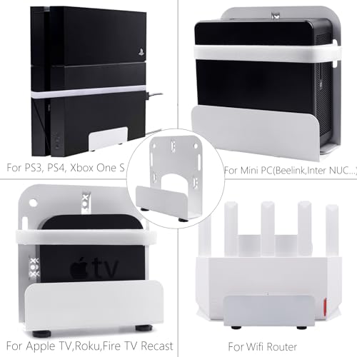 Cable Box Wall Mount Modem Adjustable Wall Mount for Small and Wide Devices Such as DVD Players, Game Console Such As PS3, PS4, Xbox, Apple TV, Roku, Fire TV,Mini PC, Mac mini,and More